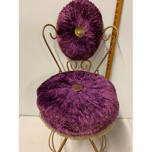 103 - Vintage 1960's vanity chair in purple velvet upholstery.