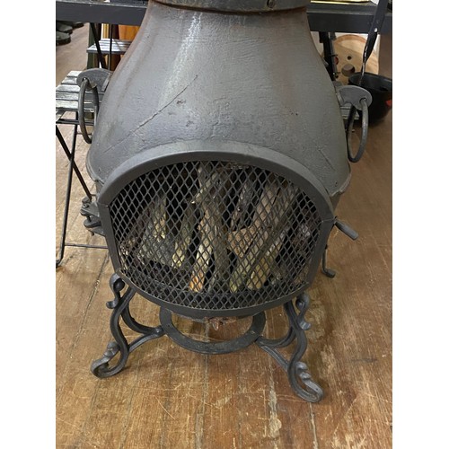 197 - Cast Iron wood burning chimenea.