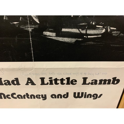 244 - Paul McCartney and Wings Mary had a little lamb poster Signed by Denny Laine while at the Cavern Clu... 