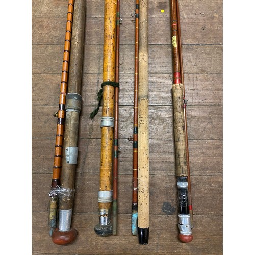 268 - 4 x vintage fishing rods to include split cane.