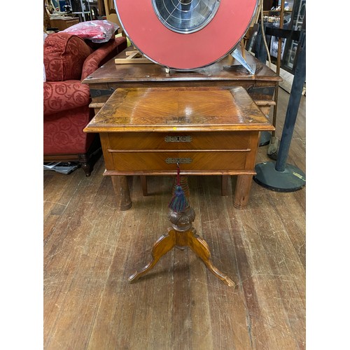 351 - French style Ladies writing desk on pedestal base and fitted interior. 78cm x 53cm x 43cm.