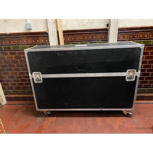 354 - Large fitted flight storage box on wheels. 160cm x 117cm x 43cm.