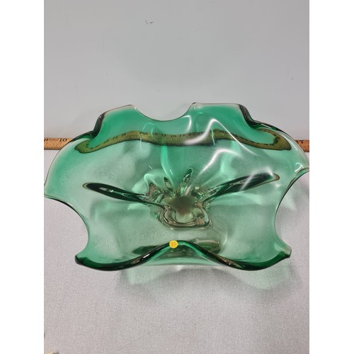 8 - Large green Murano art glass bowl.