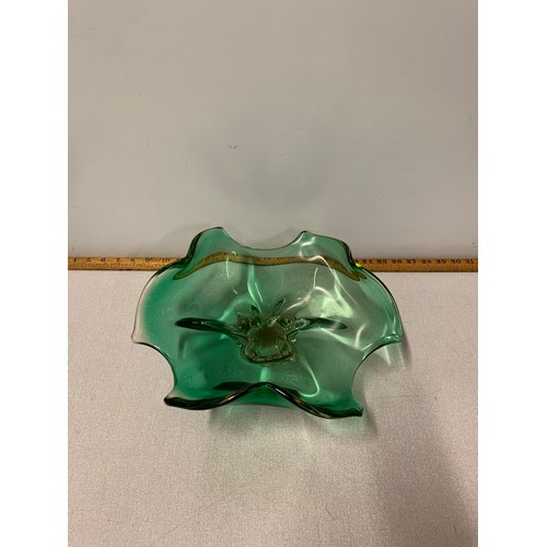 8 - Large green Murano art glass bowl.