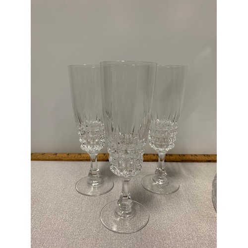 25 - Edinburgh crystal ships decanter along with 6 crystal whisky glasses and 6 crystal champagne flutes.