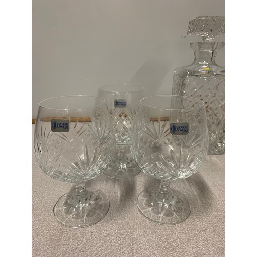 53 - Set of 6 German Schott Zwiesel brandy glasses along with crystal decanter.