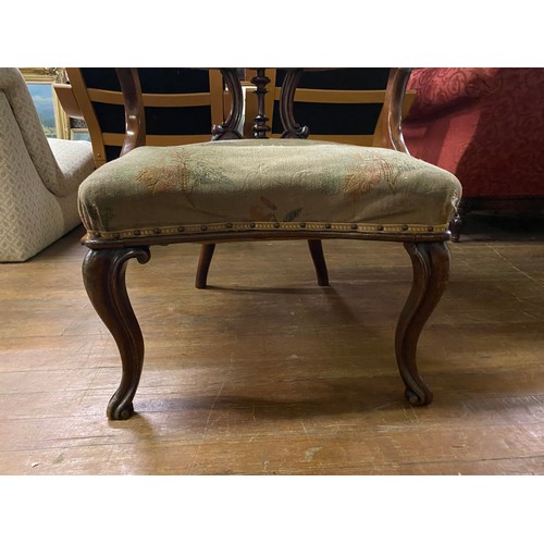 71 - Edwardian mahogany framed tub chair on Cabriole legs.  (upholstery needs some tlc)