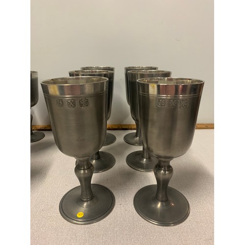 97 - Set of 12 vintage John Somers Pewter goblets made in Brazil. All goblets are signed JS for John Some... 