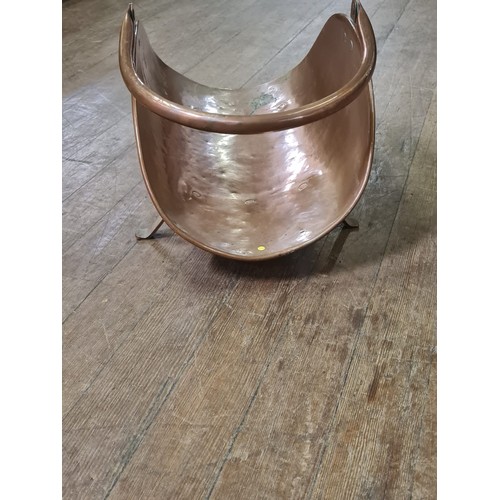 99 - Vintage copper fireplace log holder.