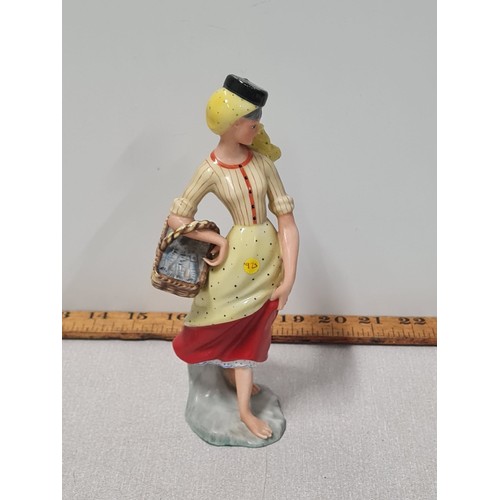 102 - Rare Portuguese Vista Alegre Beria figurine of woman carrying basket of fish. Signed to base.
19cm T... 