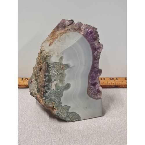 127 - Large natural amethyst geode cluster 14cm tall.