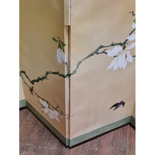 181 - Vintage hand painted Oriental screen depicting blossom tree branch with birds. (needs attention)
161... 