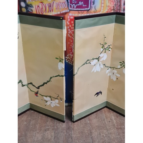 181 - Vintage hand painted Oriental screen depicting blossom tree branch with birds. (needs attention)
161... 