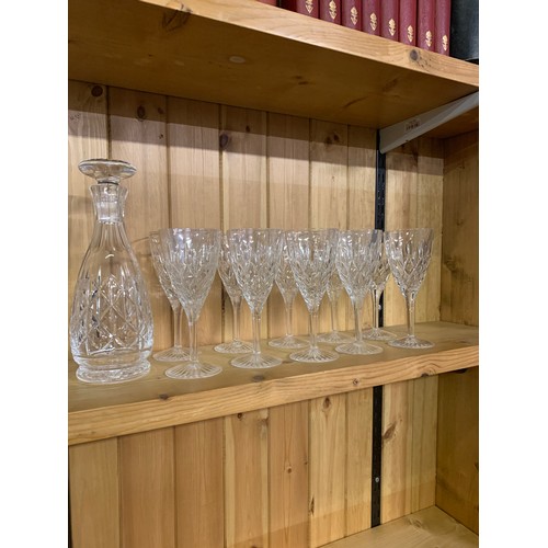 280 - Collection of Stuart crystal 2 include 3 decanters, 10 white wine glasses and 10 red wine glasses.