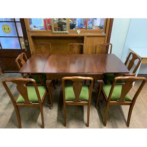 447 - mahogany extending table & 8 chairs
Fully Extended 170cm Length