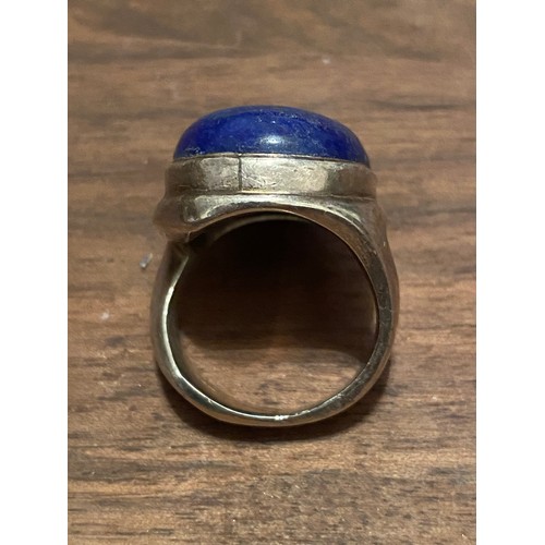 479 - stamped silver & blue stone ring