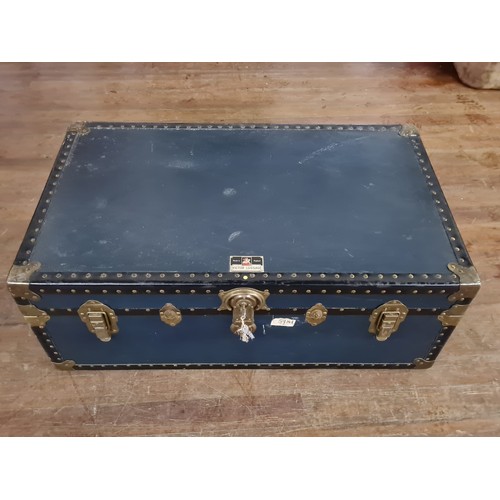 456 - vintage victor shipping trunk with insert & key