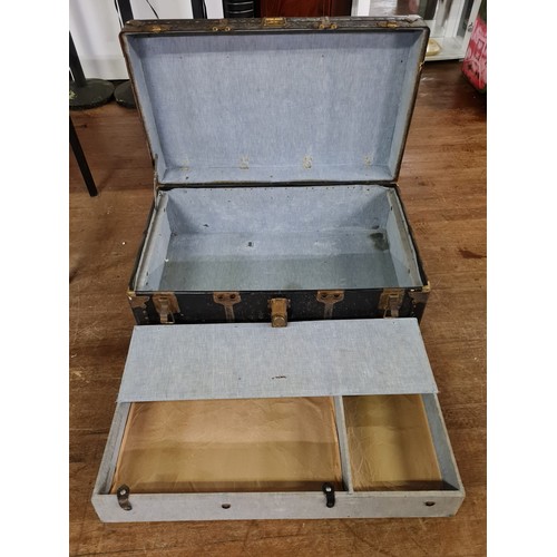 22 - Large vintage travel trunk with insert.