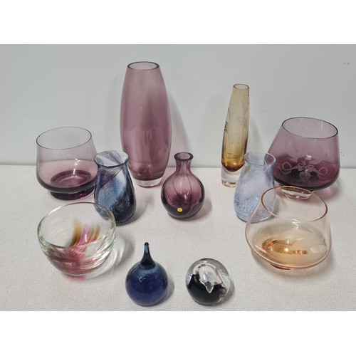 68 - 11 pieces of Caithness glass to include vases and paperweights etc.