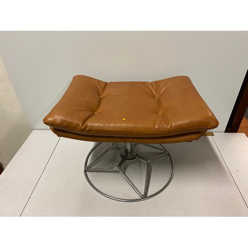 45 - Vintage, retro tan leather stool on chrome base.