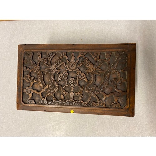 54 - Oriental carved wooden box.