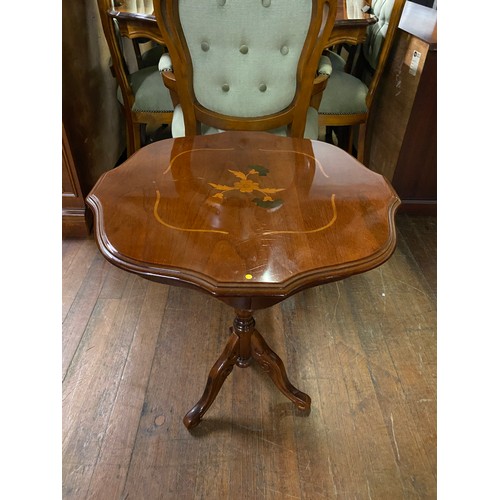 107 - Italian inlaid pedestal window table.