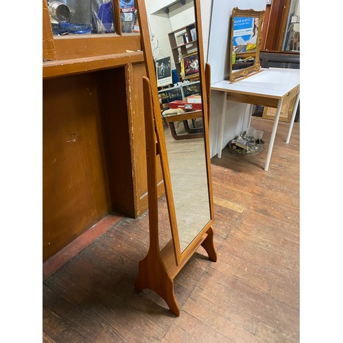 118 - Vintage solid wood framed cheval mirror. 155cm tall.