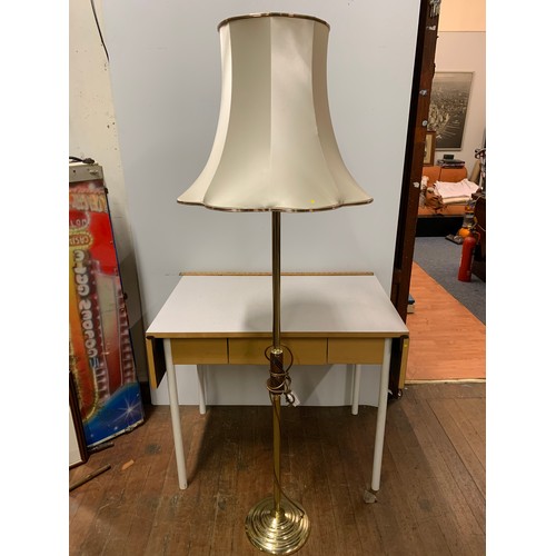 133 - Floor lamp with cream silk shade.