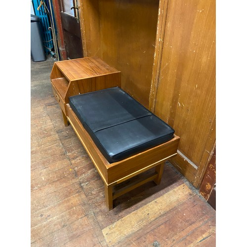 158 - Mid Century Teak telephone table/bench.