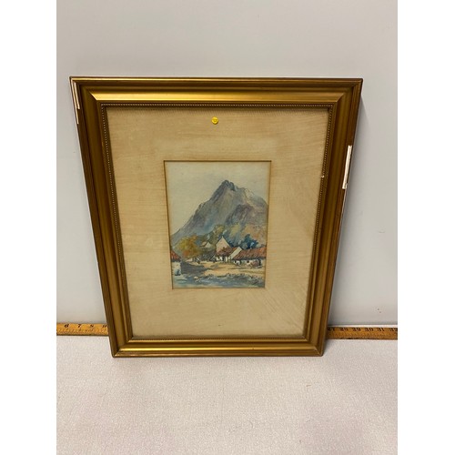 260 - Framed mountain scene watercolour signed by artist.