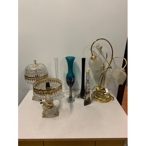 304 - Selection of glass ware along with table lamps etc.