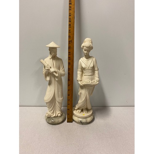 269 - Pair of signed A. Giannelli Italian alabaster Japanese figures on marble bases.
Tallest approx 43cm