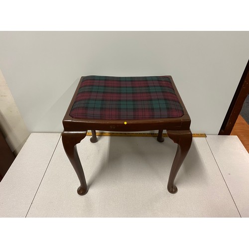 301 - Vintage piano stool with Tartan upholstery.