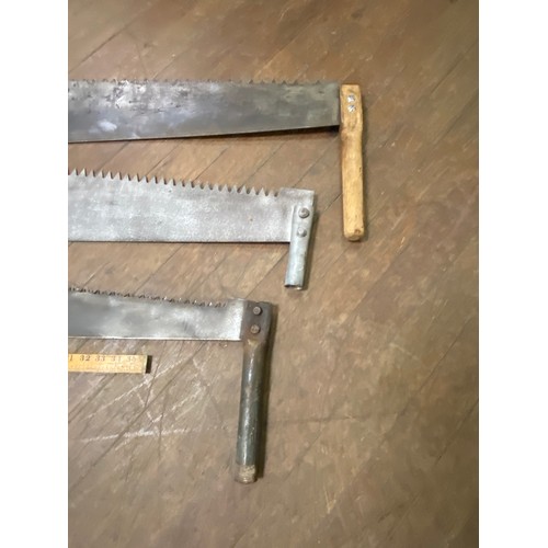 322 - 3 large vintage 2 man hand saws.