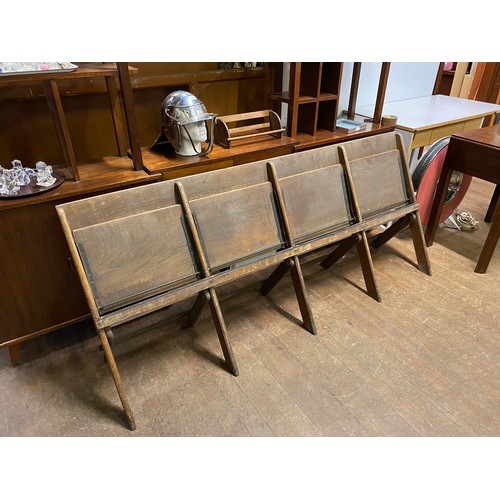 358 - Set of vintage Scottish oak flip down pews, James Bennet Glasgow