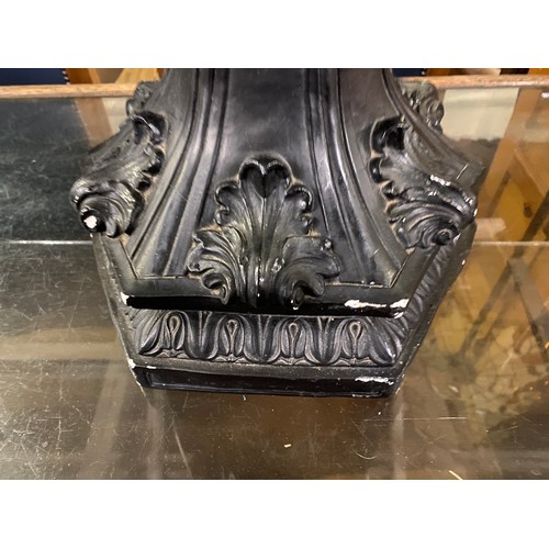 73 - black ceramic bust on ornate stand , small crack 
see pics for condition