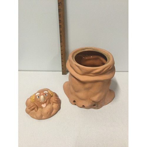 13 - Vintage lidded ceramic potato sack holder.