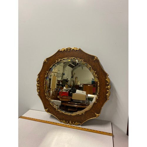 45 - Vintage wood framed wall mirror with gilt detailing.
71cm