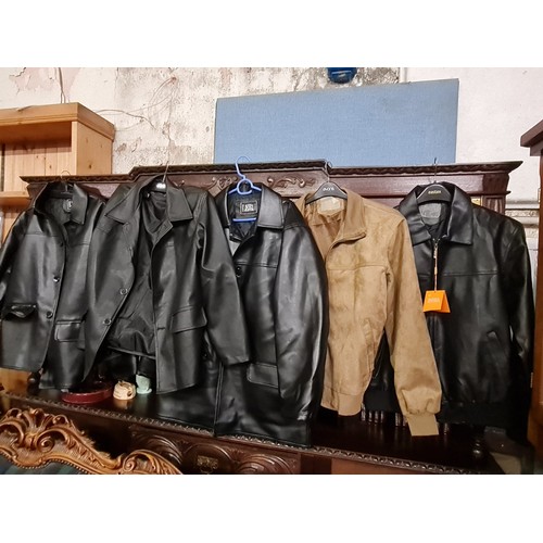 48 - 5 x gents jackets -leather and suede.