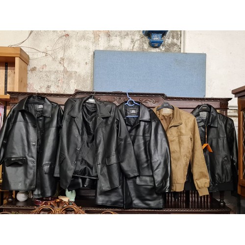 48 - 5 x gents jackets -leather and suede.