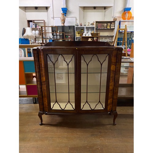 63 - 1930's Walnut display cabinet.
108cm l x 122cm h x 30cm d