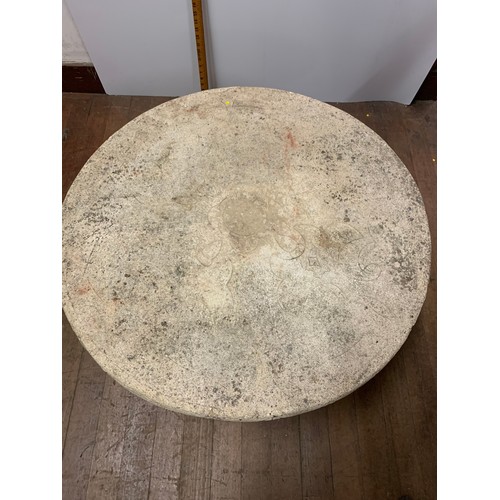 66 - Heavy stone, 2 piece garden table.
78cm diameter