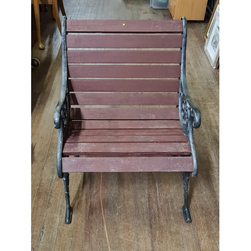 79 - One seater garden bench with cast iron sides.