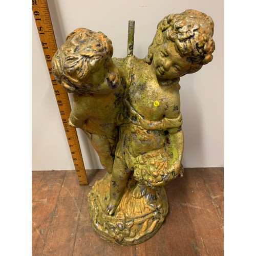 82 - Vintage stone garden water feature of two children in an embrace.
51cm Tall