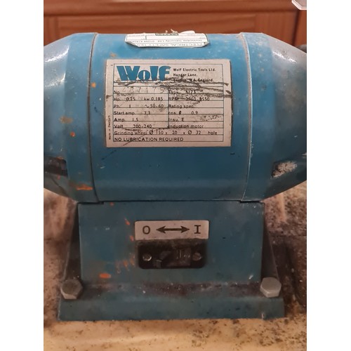 88 - Wolf electric tool bench grinder on stand.