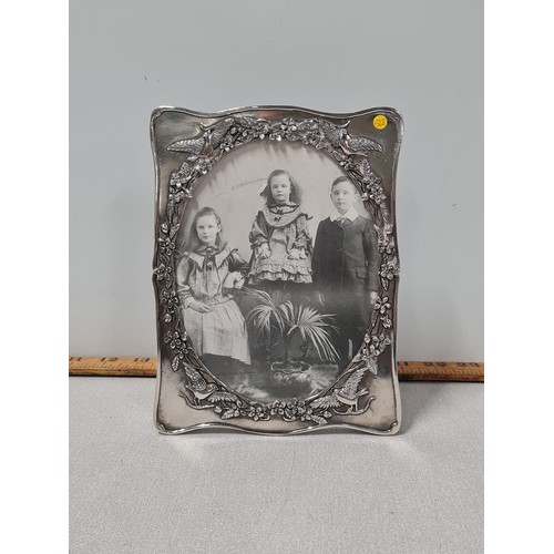 127 - Silver plated photo frame inscribed with Robert Browning poem 