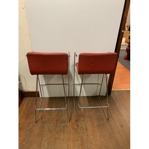 110 - Pair of Orangebox Peak leatherette solid steel breakfast /barstools with arms.