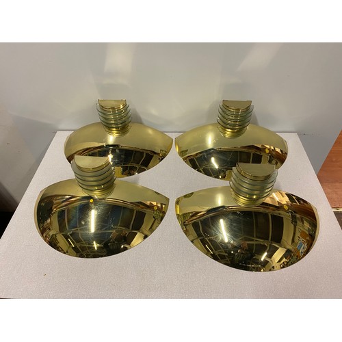 204 - 4 art deco style brass & glass wall lights.