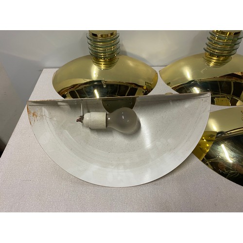 204 - 4 art deco style brass & glass wall lights.