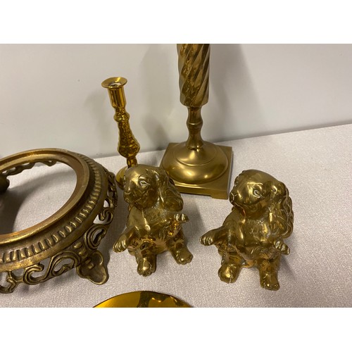 37 - Selection of brass items to include candlesticks and dogs etc.